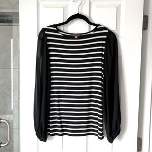 Vince Camuto black & white striped top/blouse, Sz M